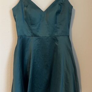 Windsor spaghetti strap Satin Dress in Deep Teal
